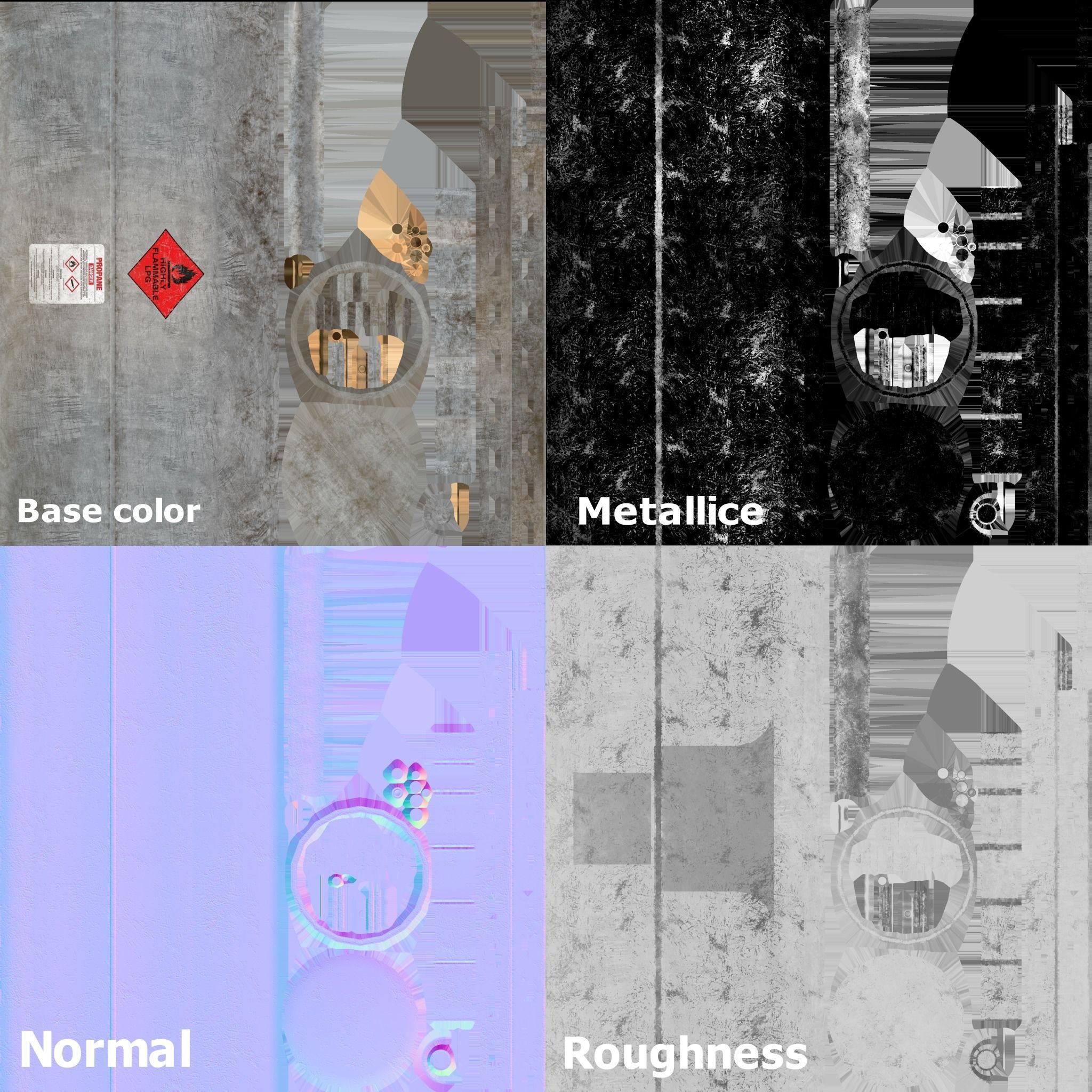 Gas bottle Low-poly 3D model_8