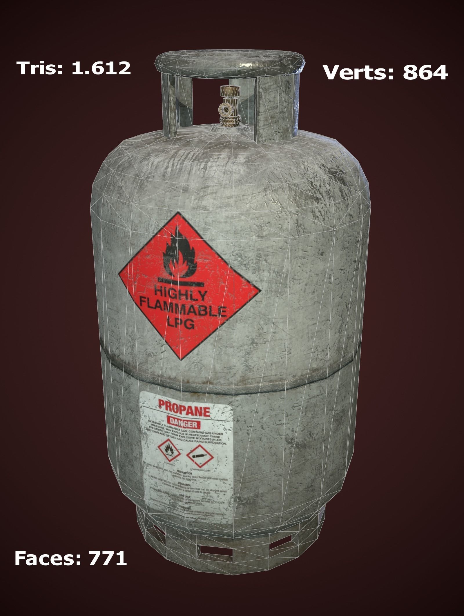 Gas bottle Low-poly 3D model_6