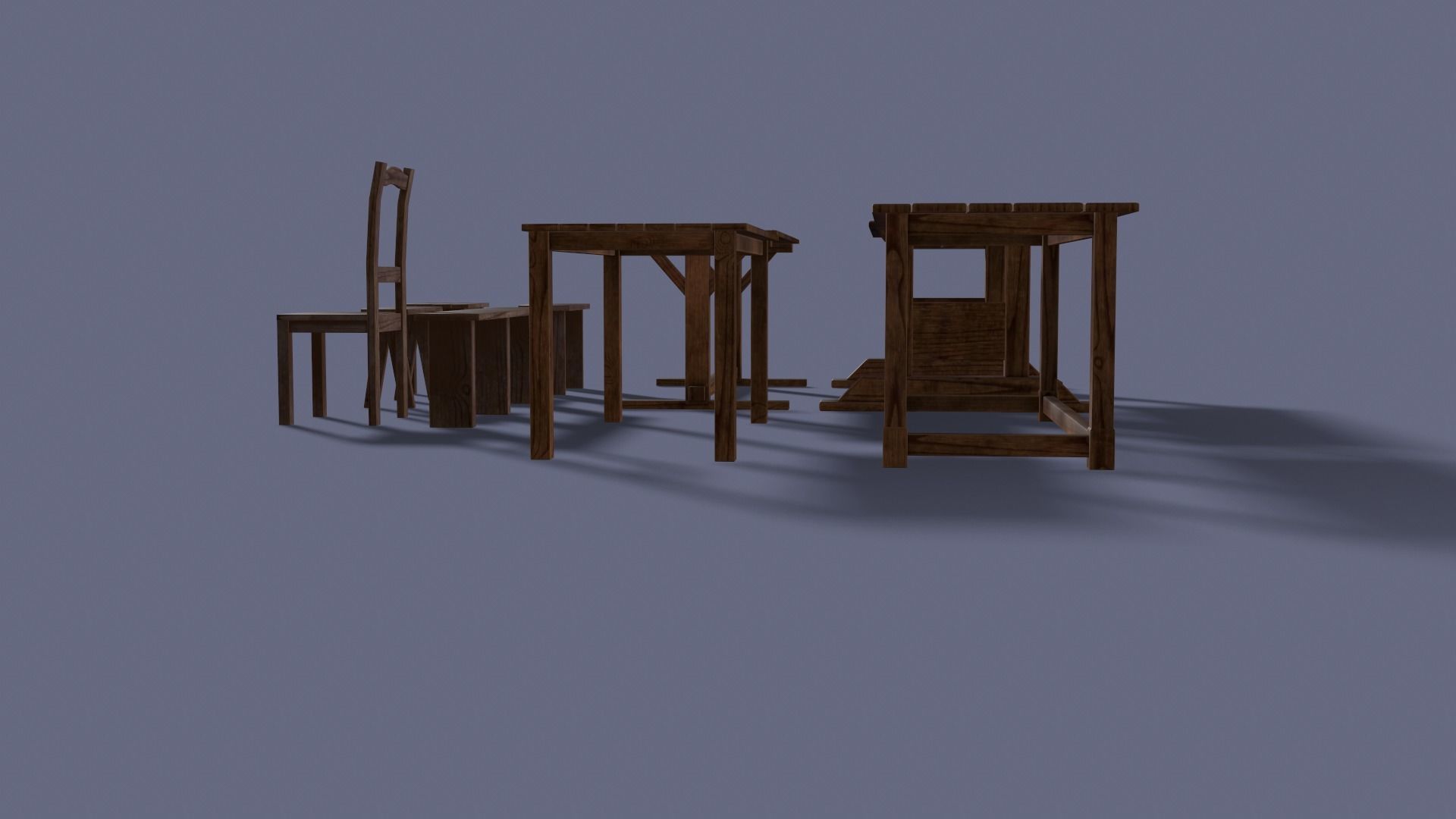 Medieval Furniture Low-poly 3D model_4