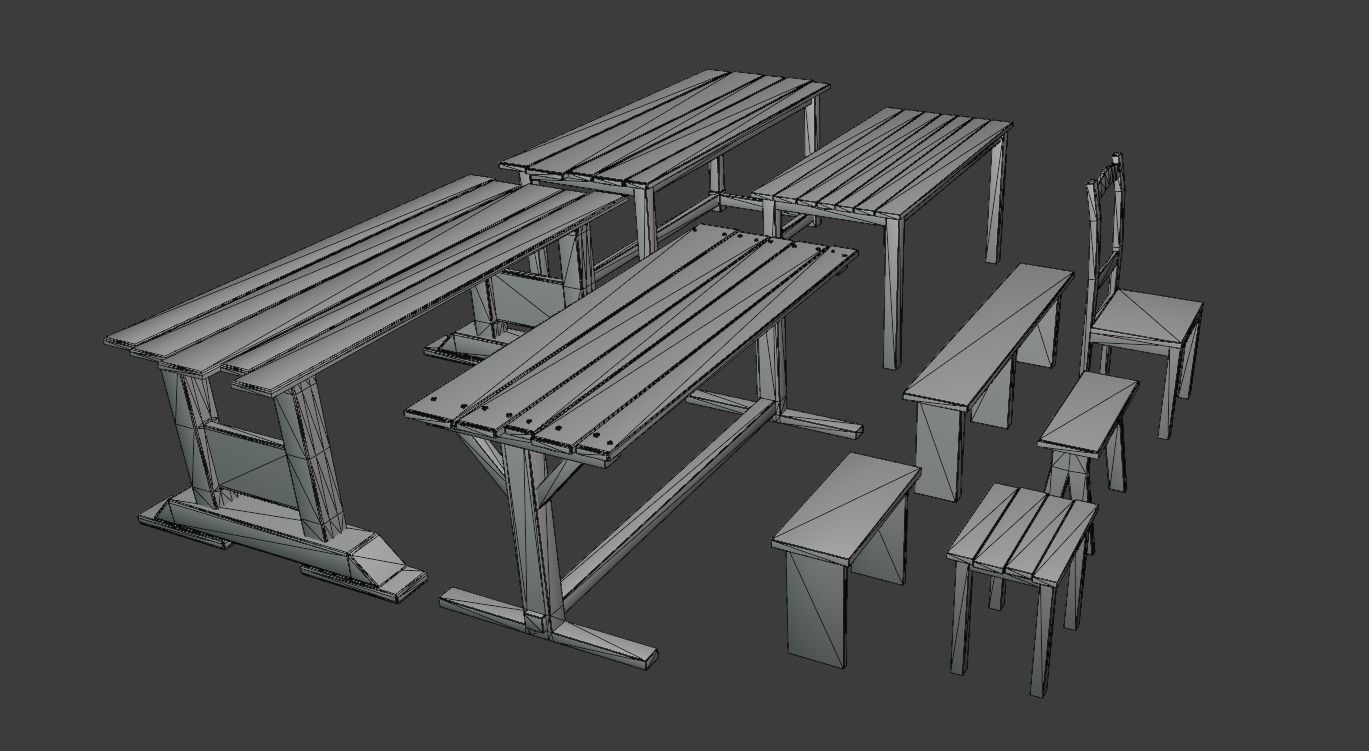 Medieval Furniture Low-poly 3D model_6