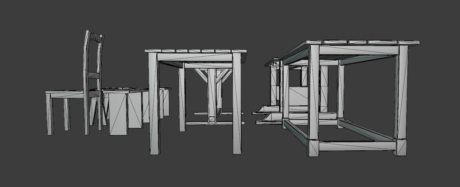 Medieval Furniture Low-poly 3D model_8