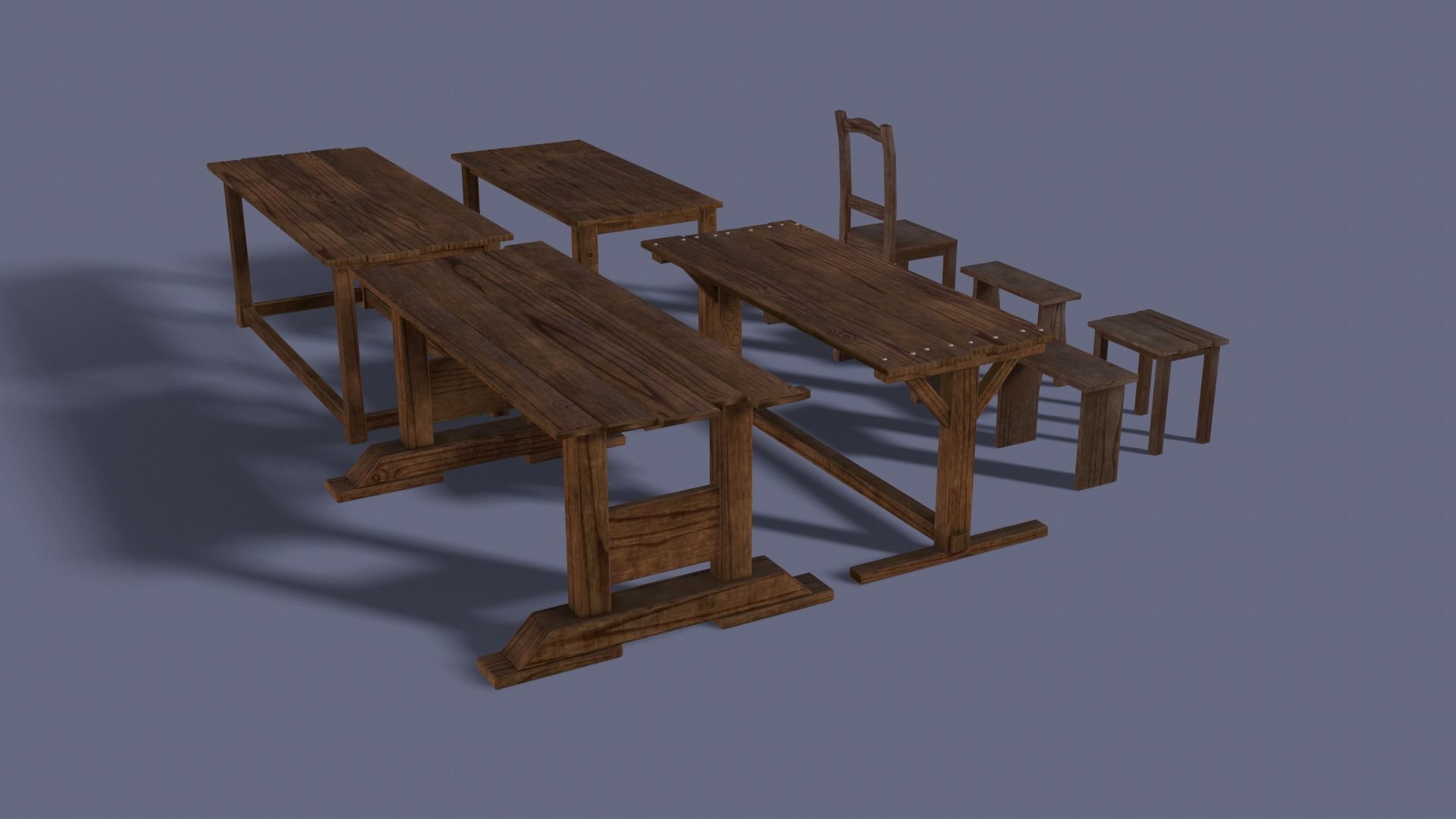 Medieval Furniture Low-poly 3D model_3