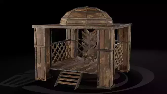 AAA Medieval Wooden Throne 01 R Low-poly 3D model