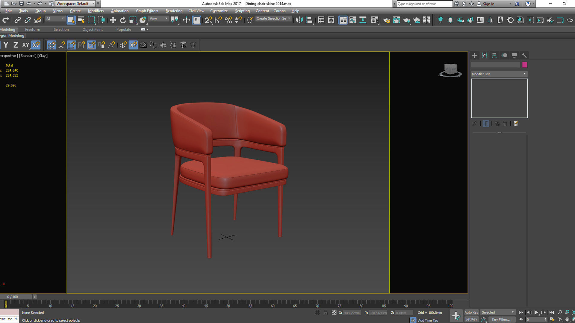 Dining chair Low-poly 3D model_9
