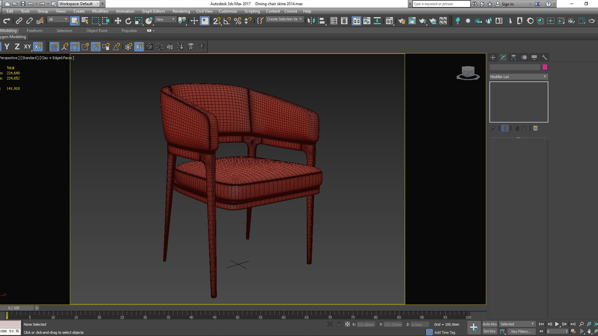Dining chair Low-poly 3D model_1
