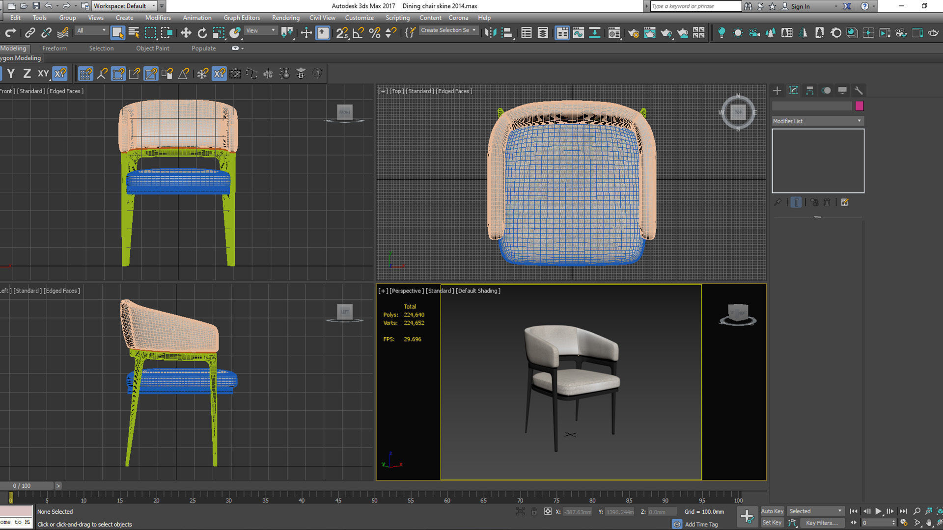 Dining chair Low-poly 3D model_6