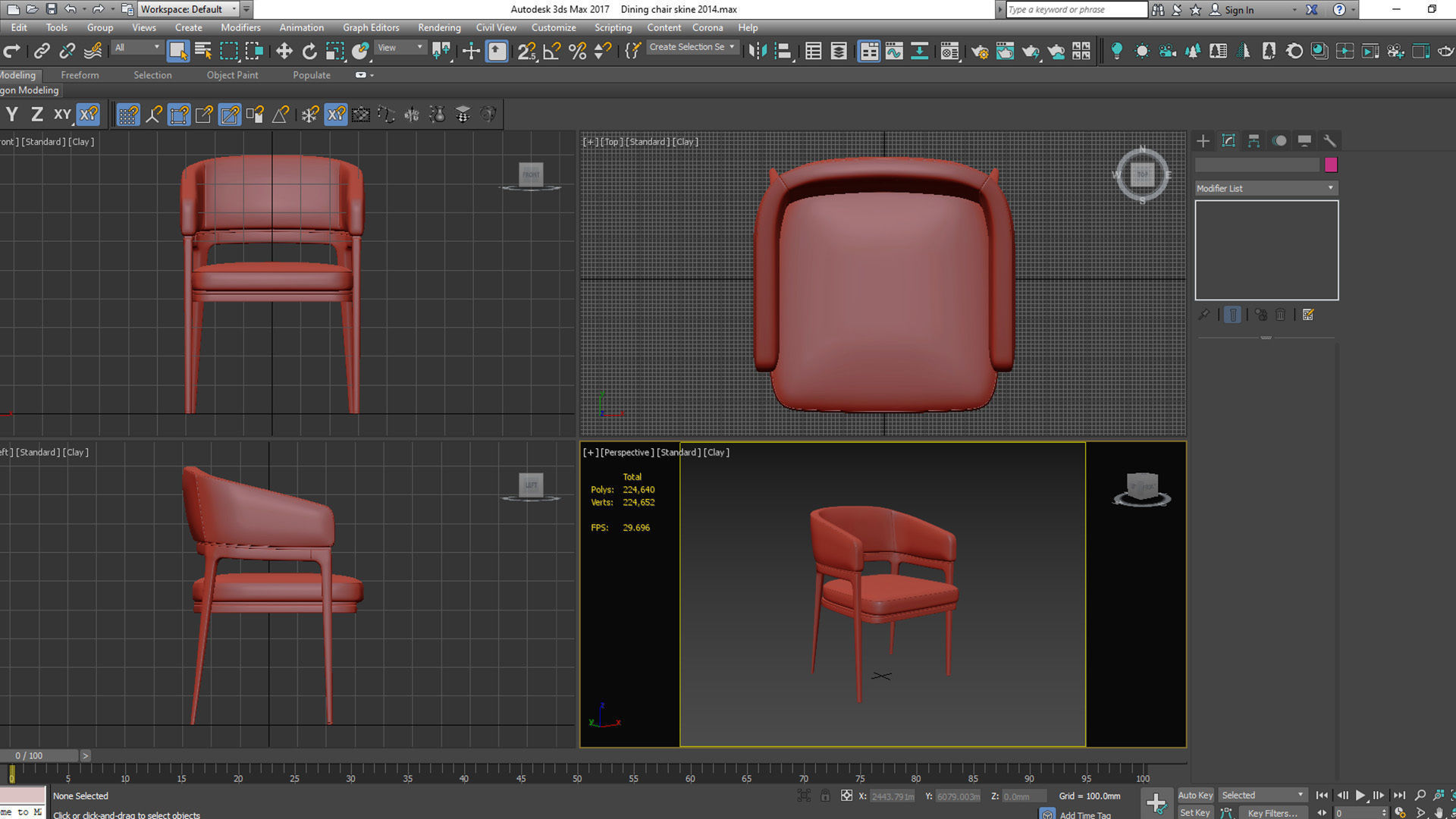 Dining chair Low-poly 3D model_8