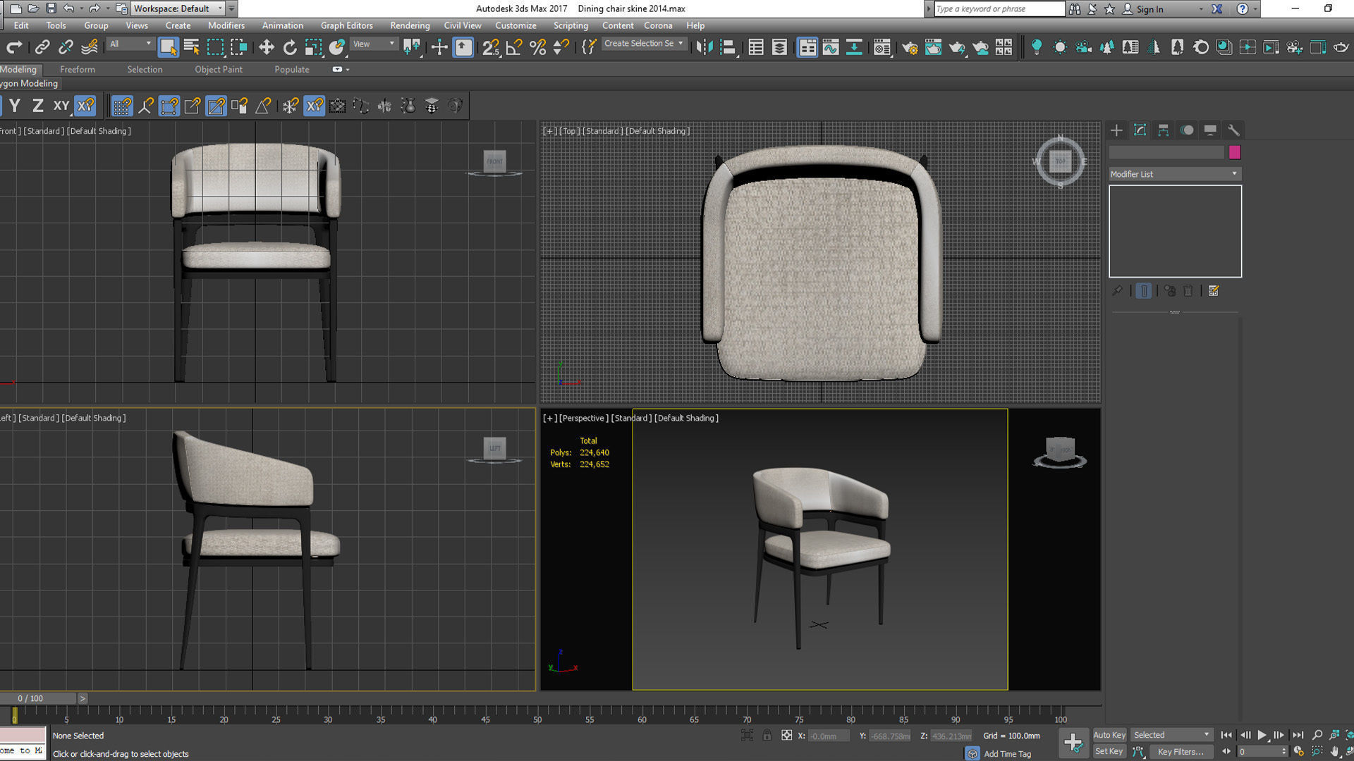 Dining chair Low-poly 3D model_7