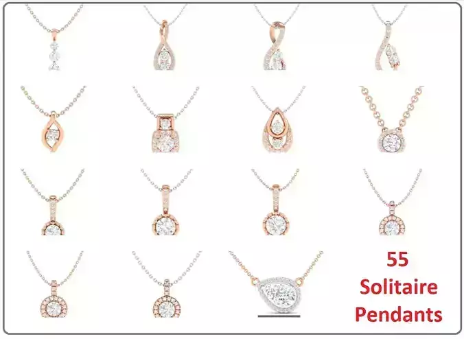 55 Women solitaire pendant 3dm stl 9 render detail  3D Model Collection