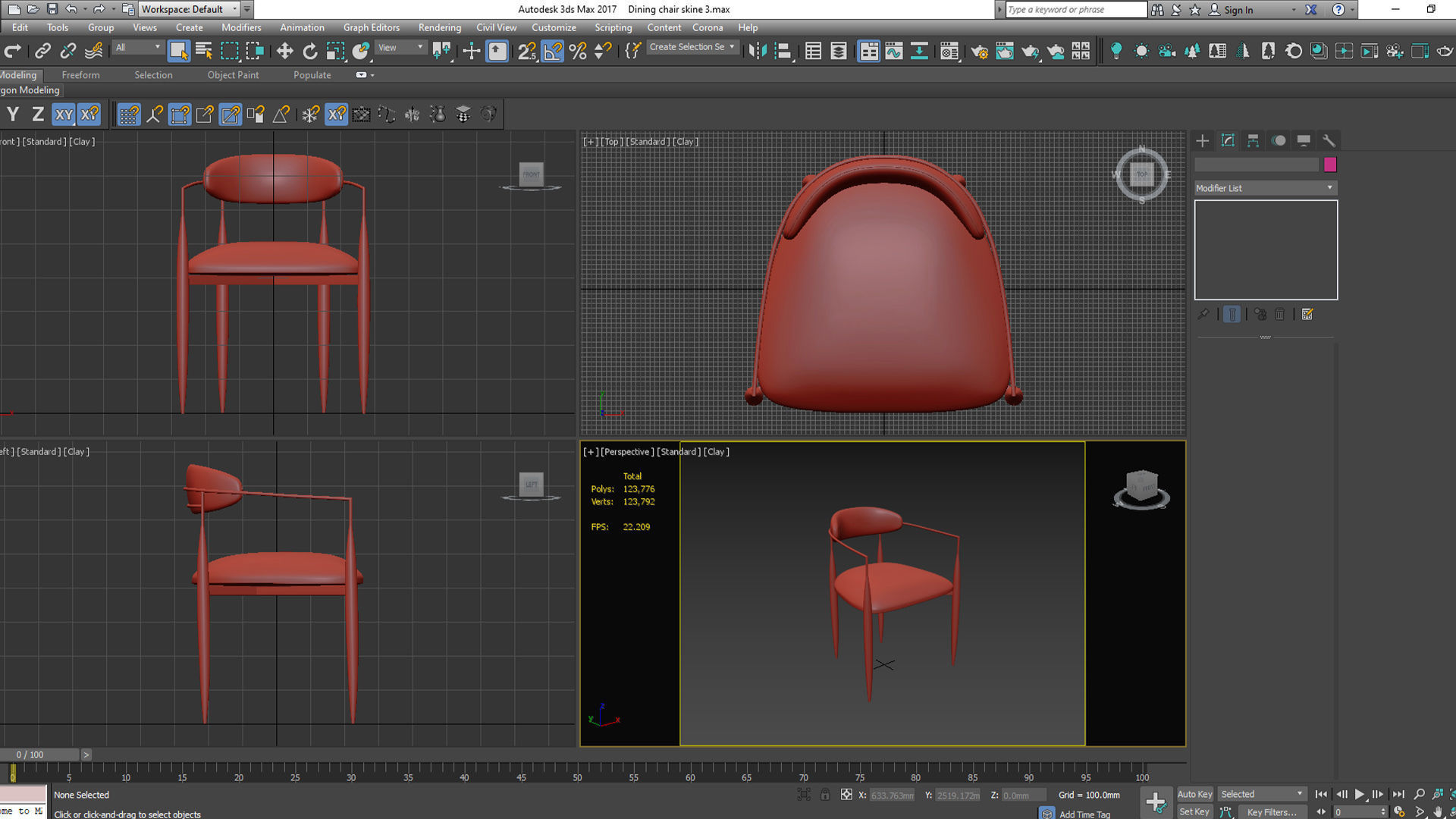 Dining chair Low-poly 3D model_9