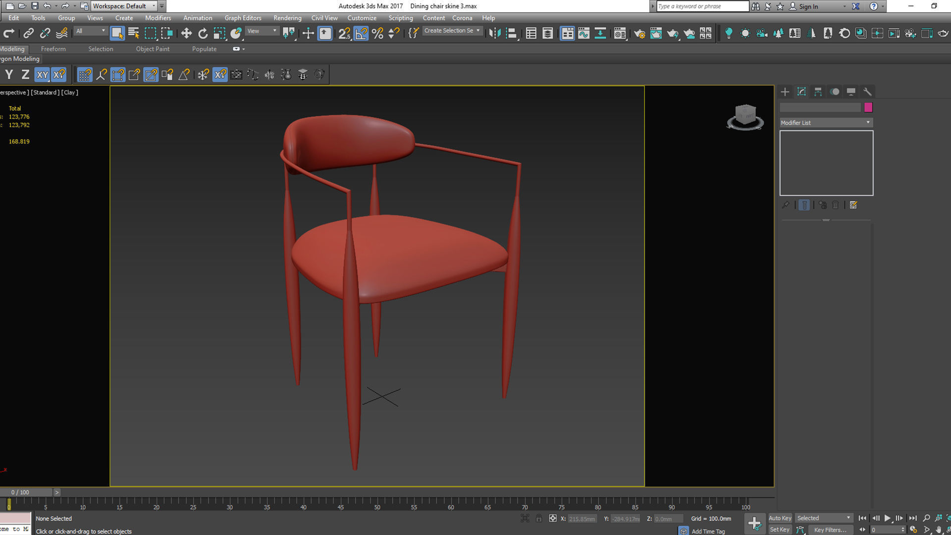 Dining chair Low-poly 3D model_2