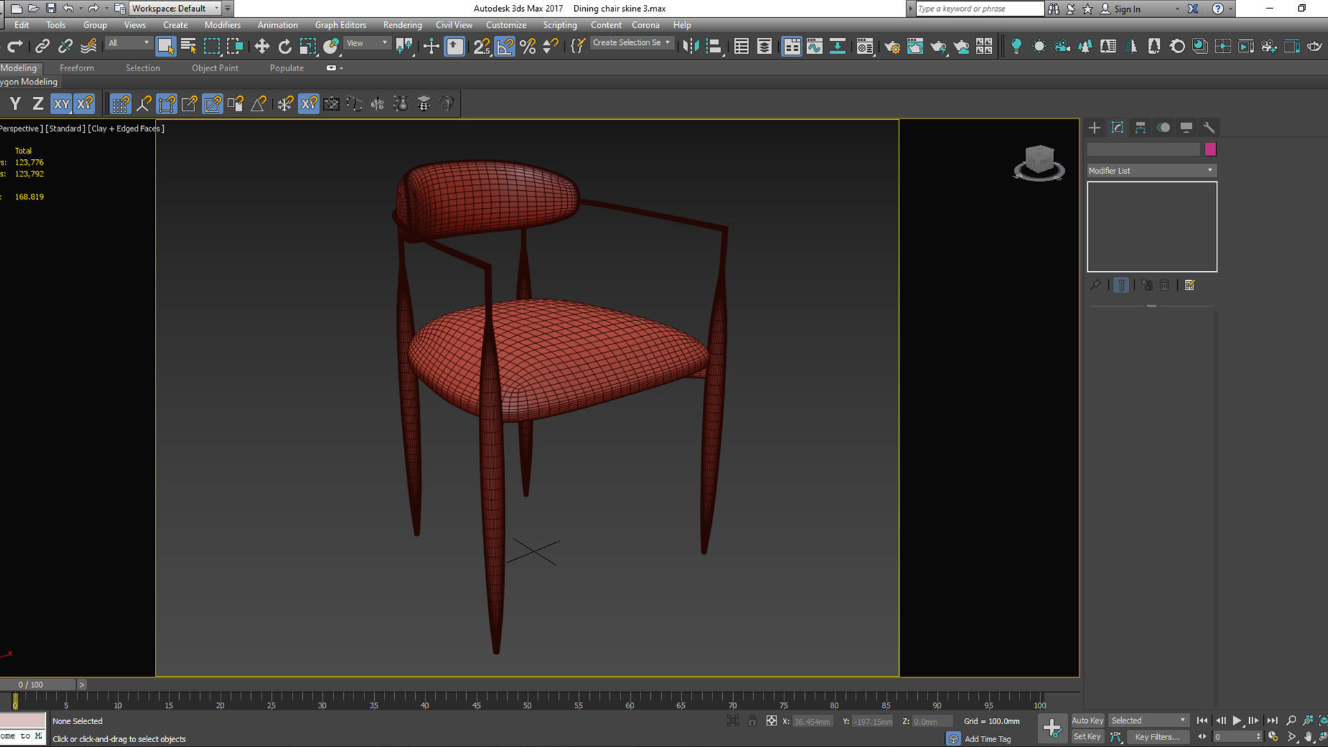 Dining chair Low-poly 3D model_1