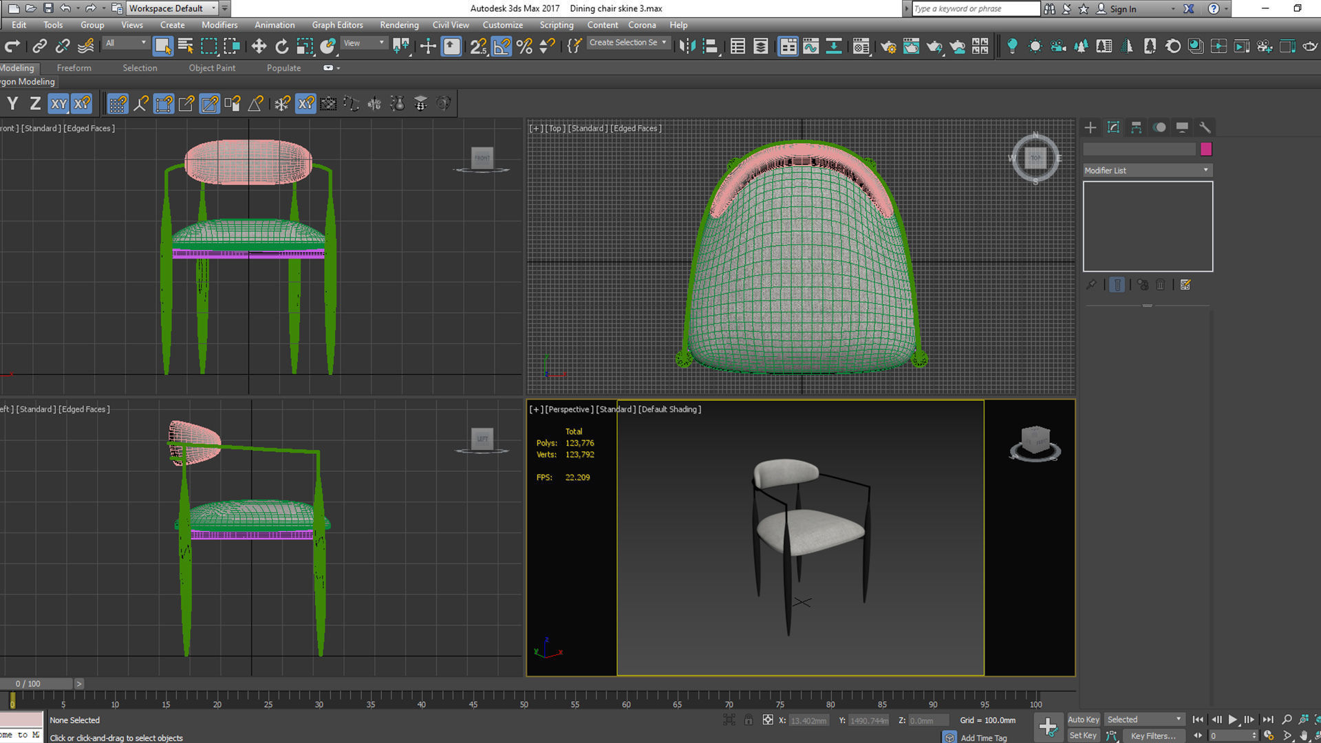 Dining chair Low-poly 3D model_7
