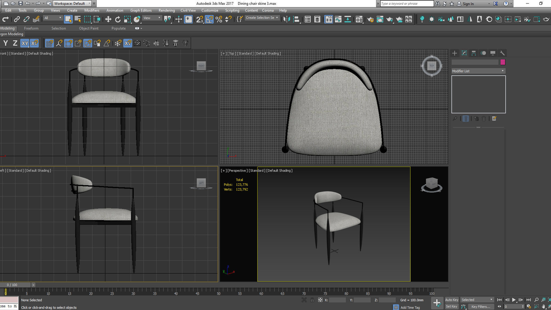 Dining chair Low-poly 3D model_8
