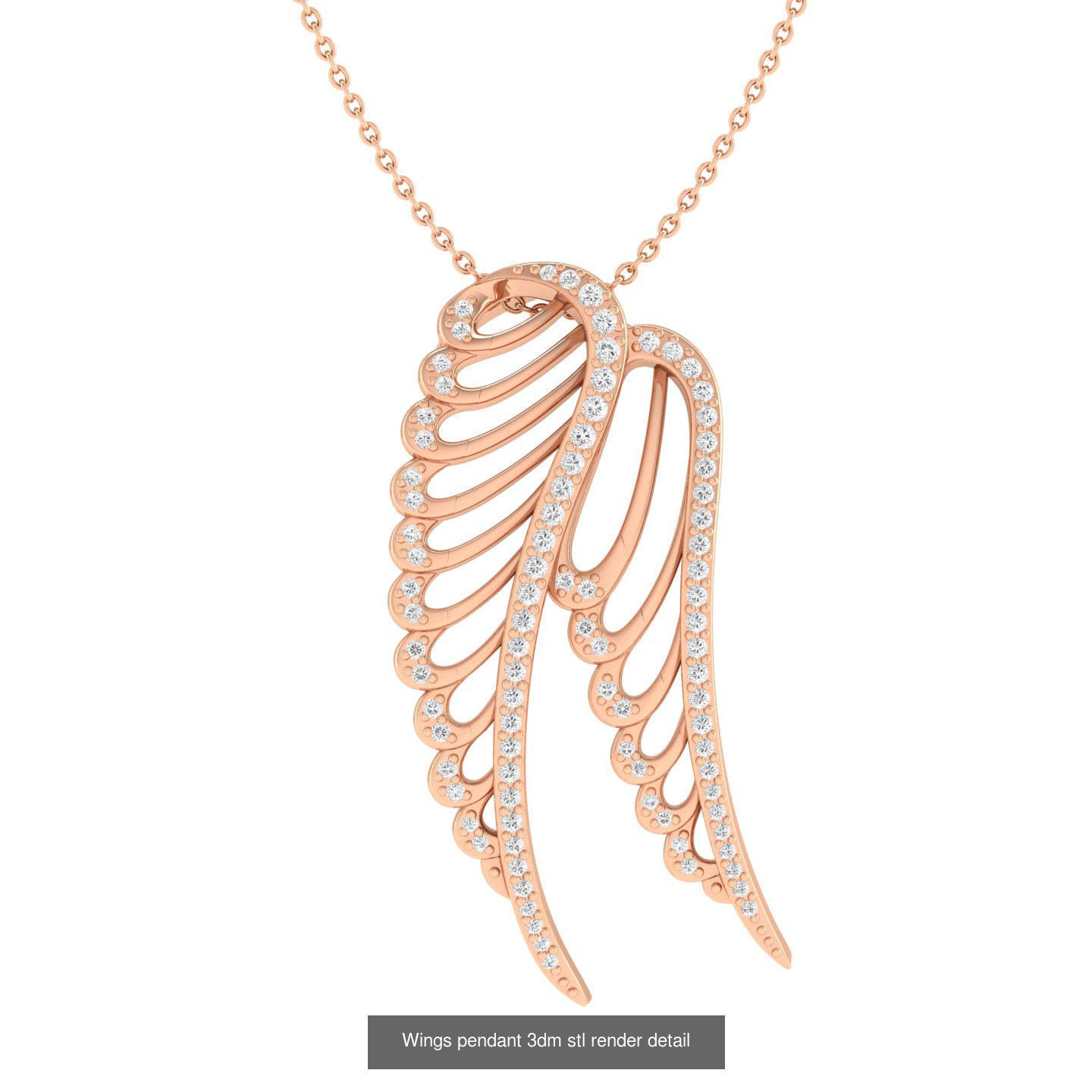 2 Wings pendant 3dm stl render detail bulk collection _1