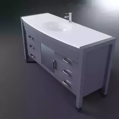 Ava 61 Vanity Cabinet Set White Round White Stone