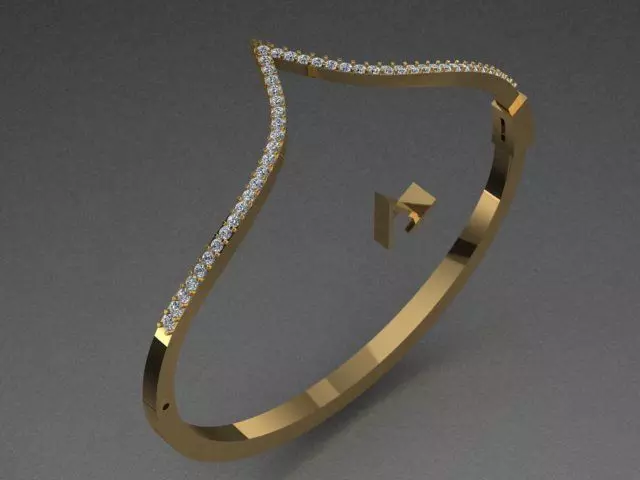Luxury Golden Bracelet With Diamonds 3D print model_0