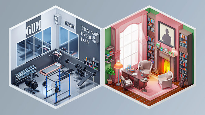 Interior 4 Low-poly 3D model 5
