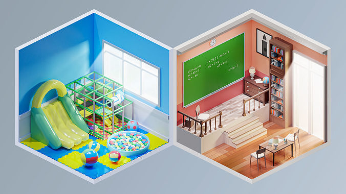 Interior 4 Low-poly 3D model 6
