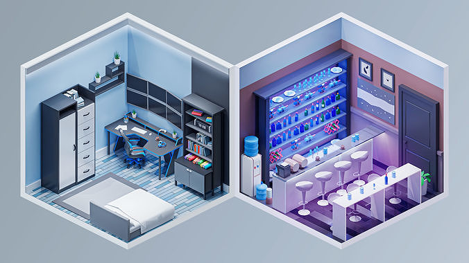 Interior 4 Low-poly 3D model 7