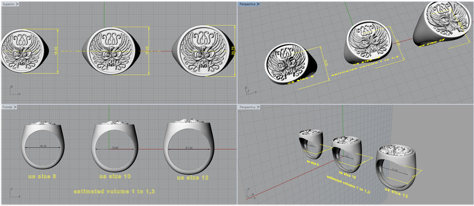 Owl ring 3D print model_8