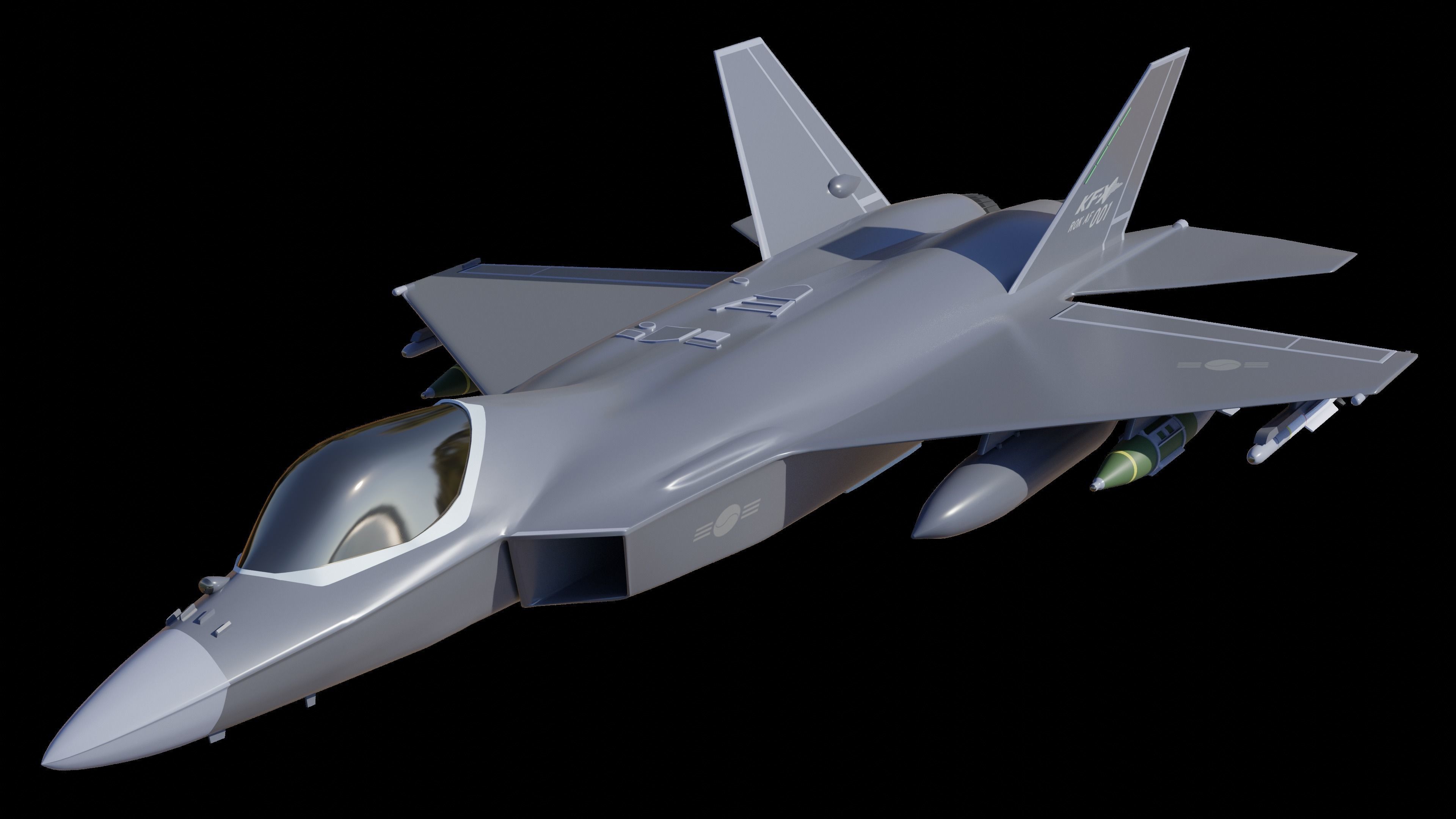 South Korea KAI KF-21 KFX Jet fighter blender 3D model | CGTrader