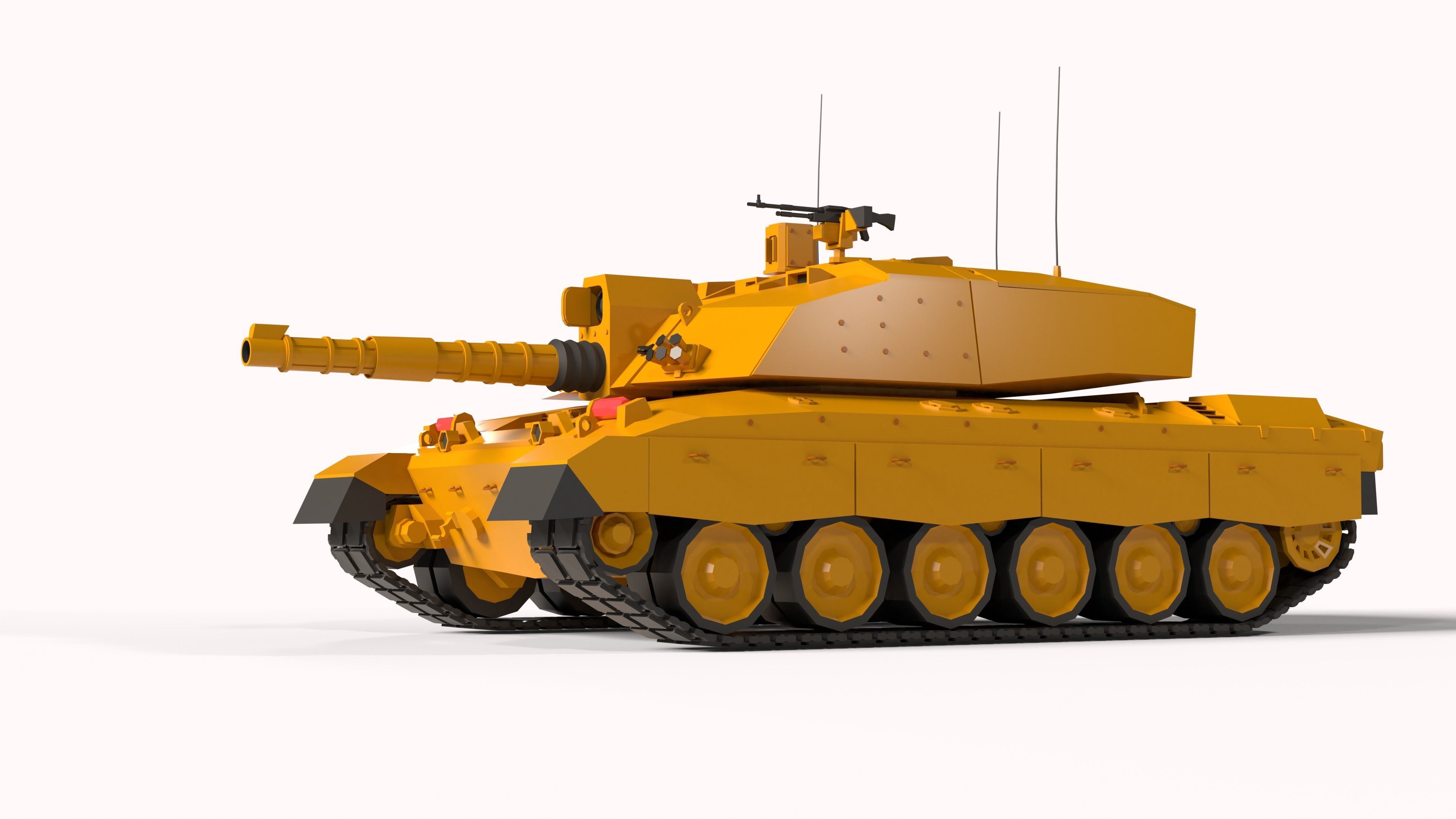 Challenger 2 Low-poly tank 3D model_6