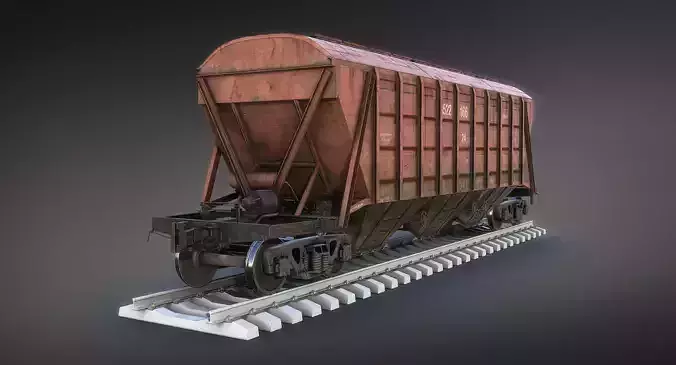 Hopper Railroad Car Low-poly 3D model
