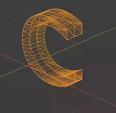 C letter Low-poly 3D model