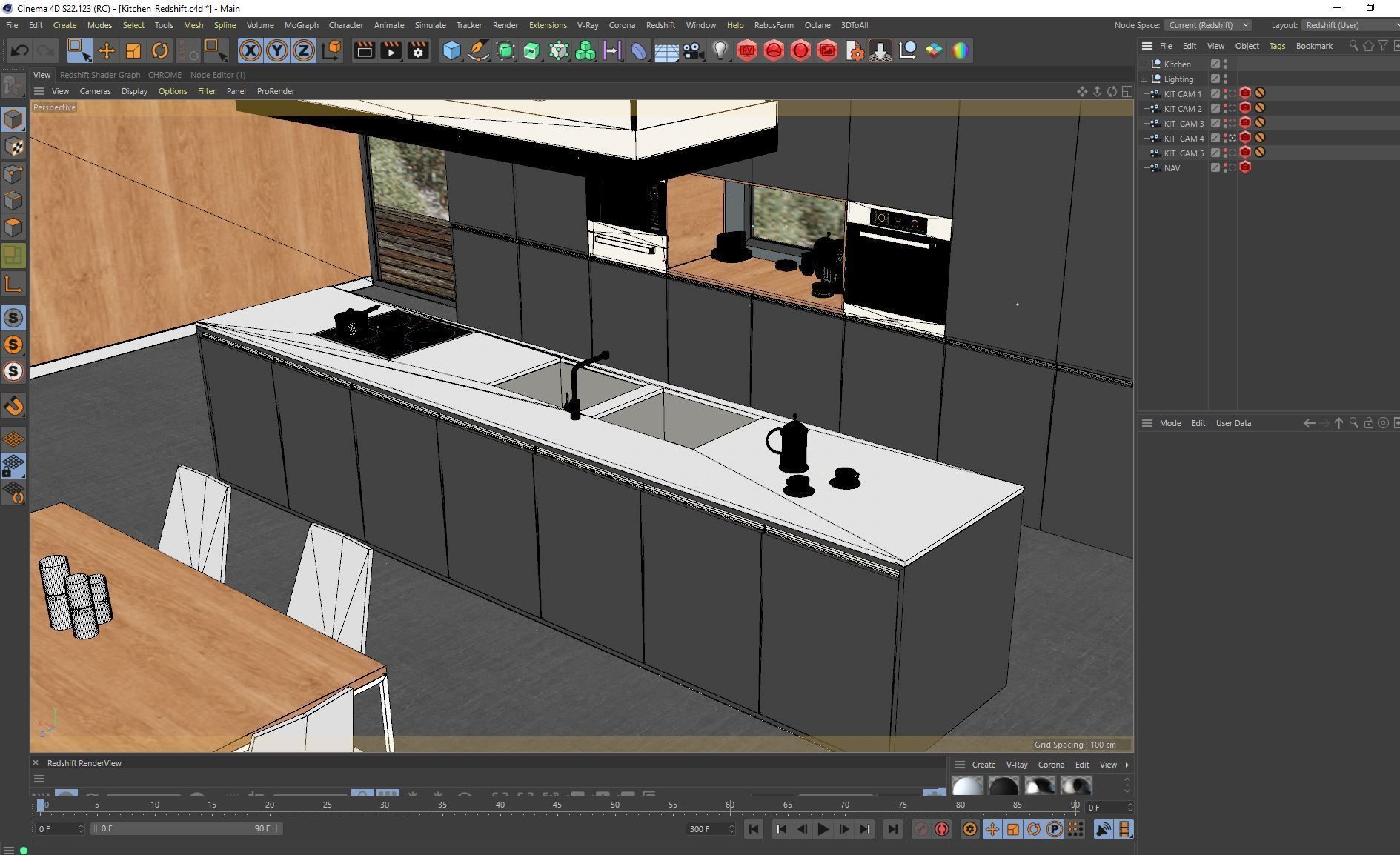 Redshift - C4D Scene files - Modern Kitchen Scene 3D model 3D model_9