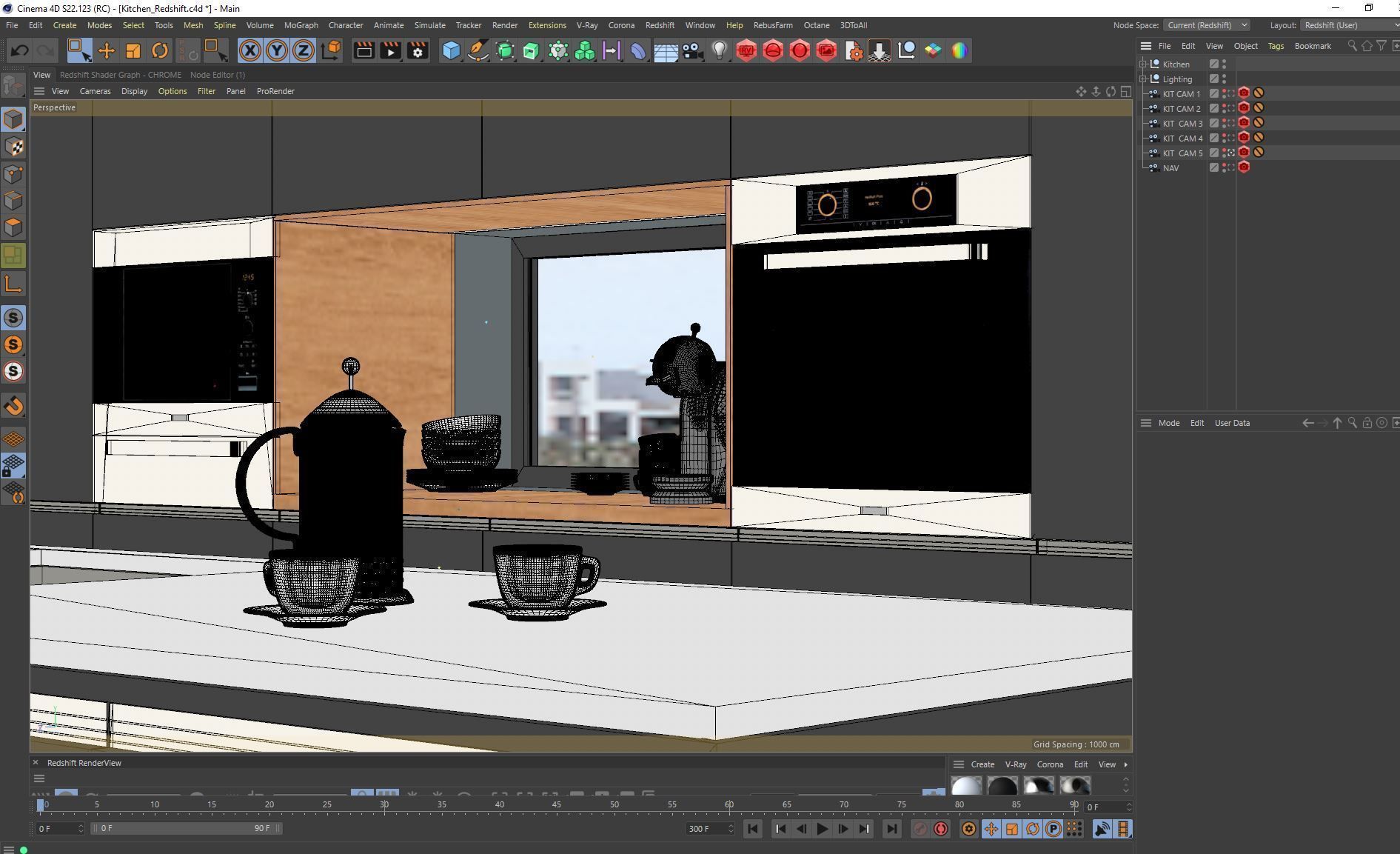 Redshift - C4D Scene files - Modern Kitchen Scene 3D model 3D model_10