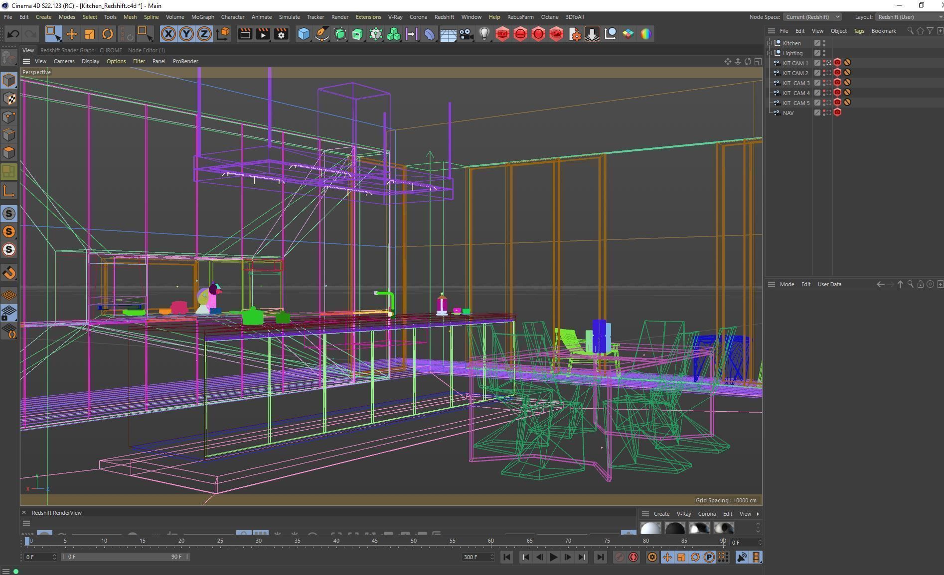 Redshift - C4D Scene files - Modern Kitchen Scene 3D model 3D model_6