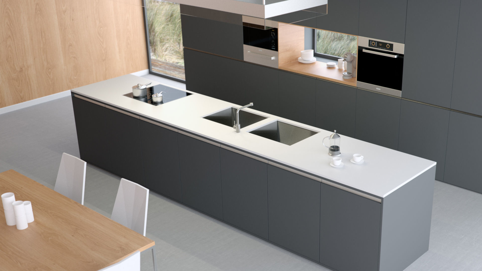 Redshift - C4D Scene files - Modern Kitchen Scene 3D model 3D model_3