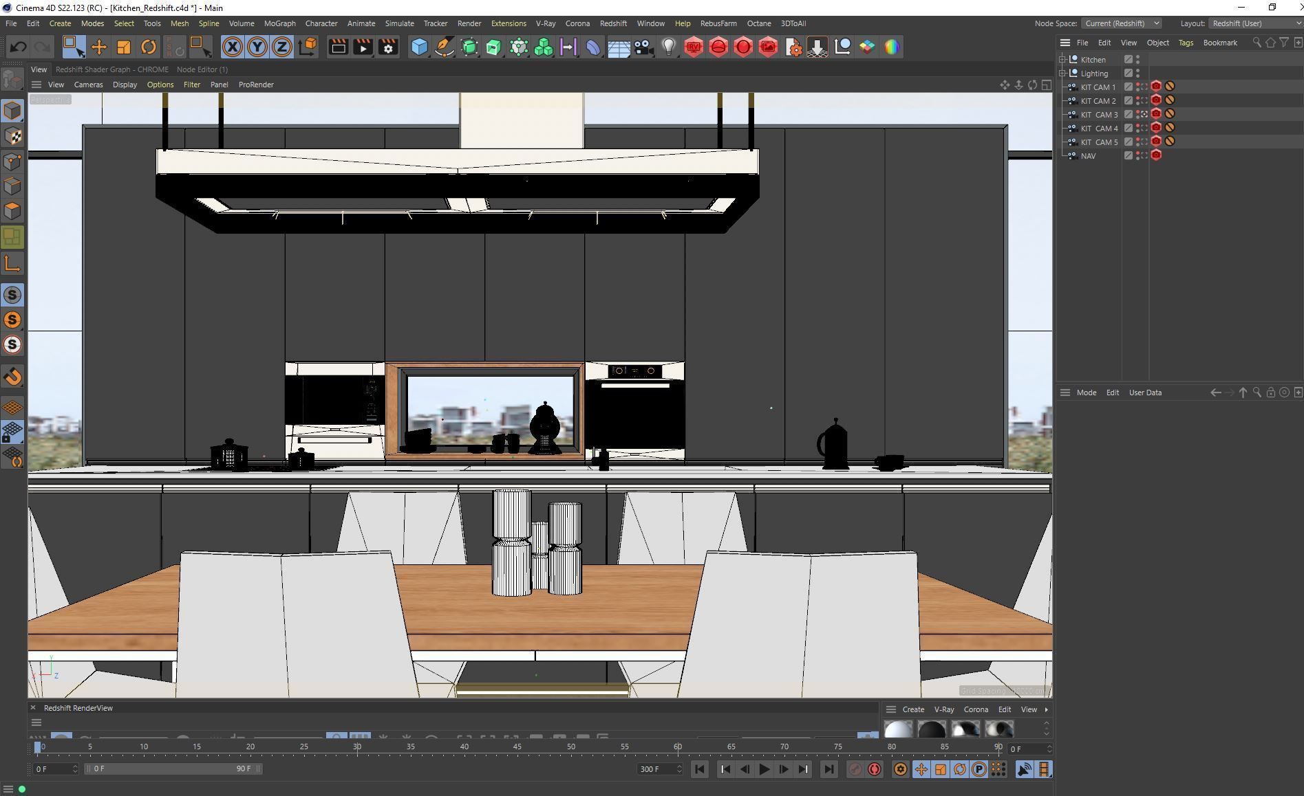 Redshift - C4D Scene files - Modern Kitchen Scene 3D model 3D model_8