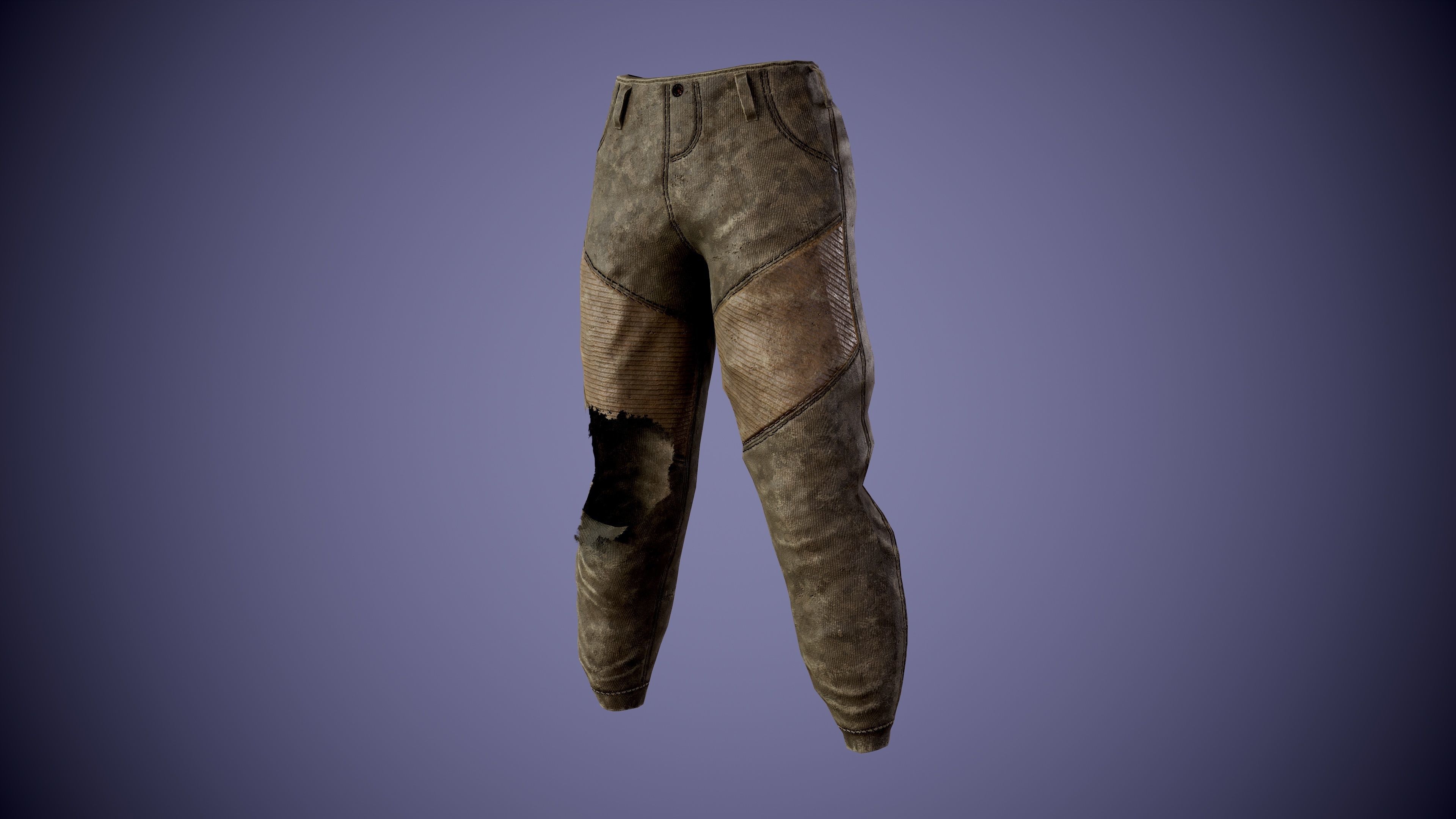 Post apocalyptic Pants Low-poly 3D model_6