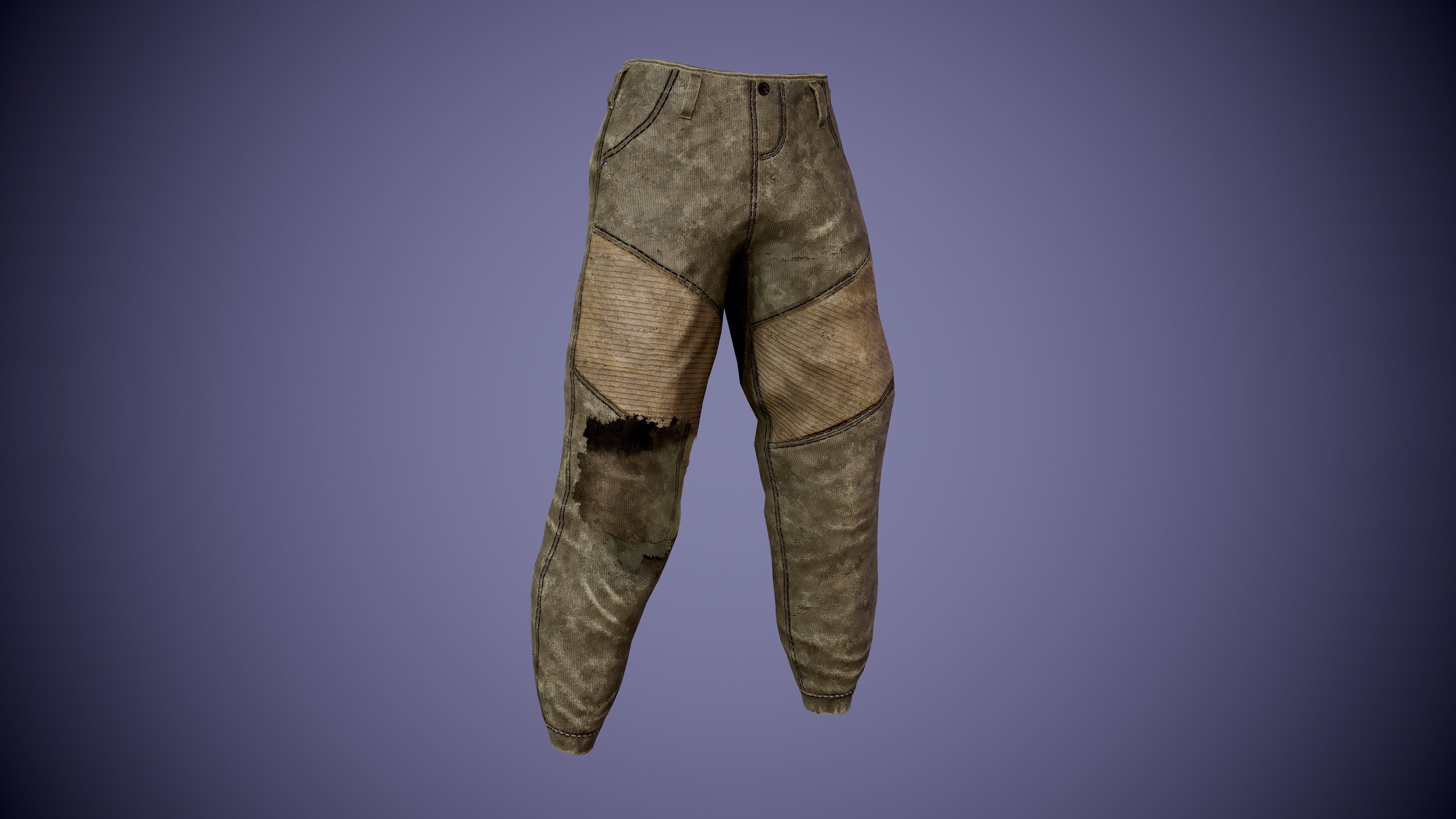 Post apocalyptic Pants Low-poly 3D model_7