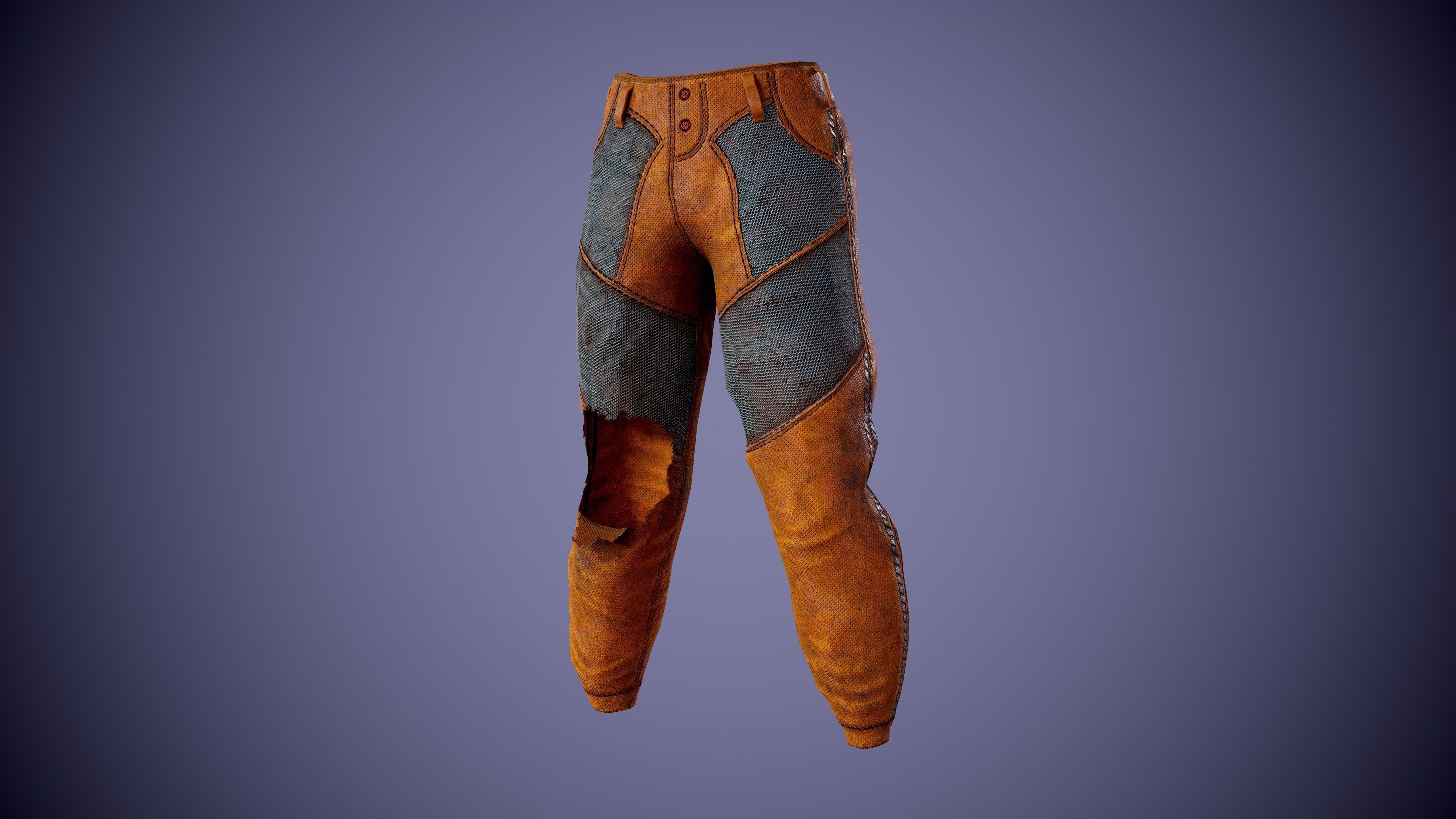 Post apocalyptic Pants Low-poly 3D model_3