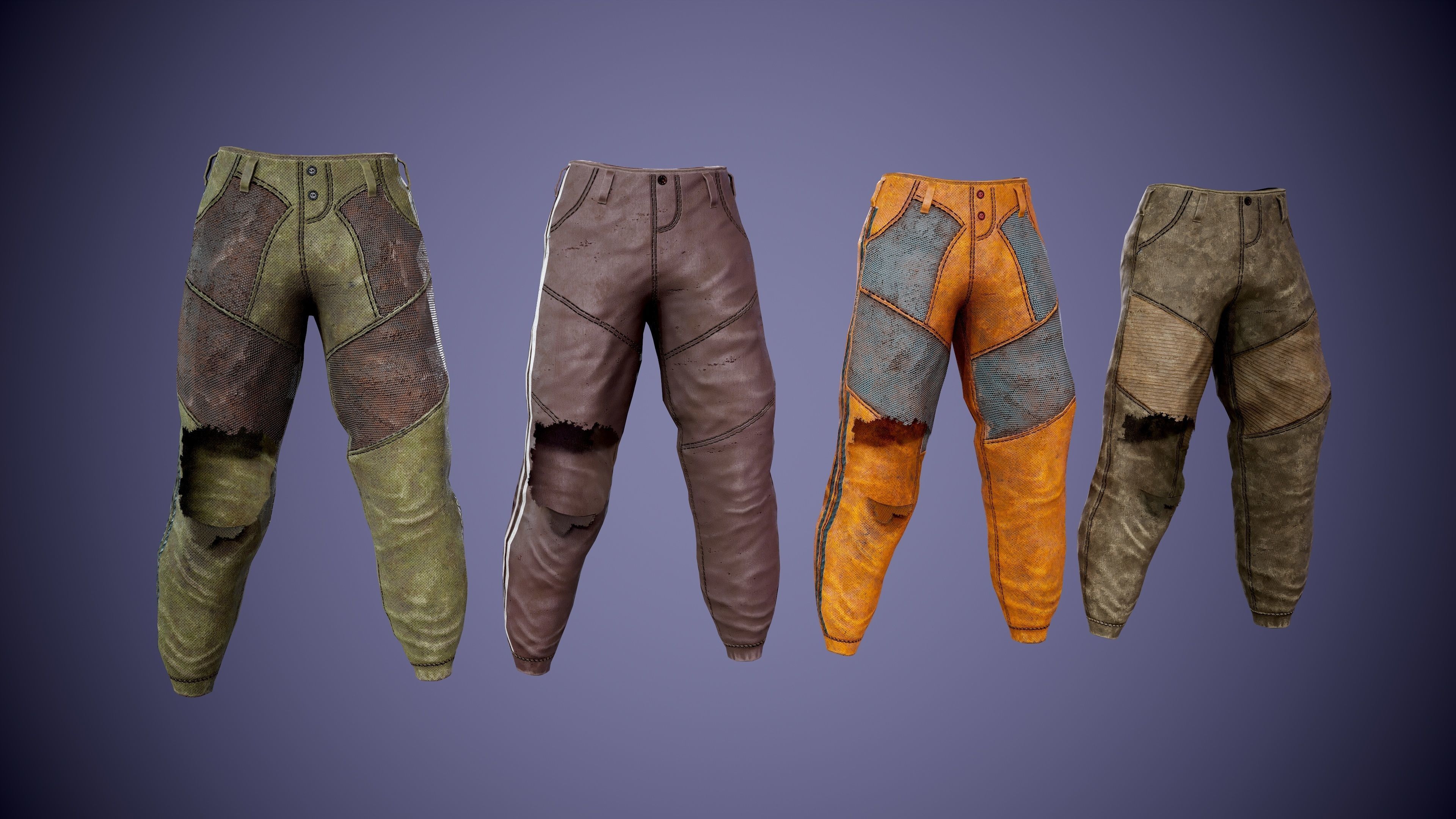 Post apocalyptic Pants Low-poly 3D model_1