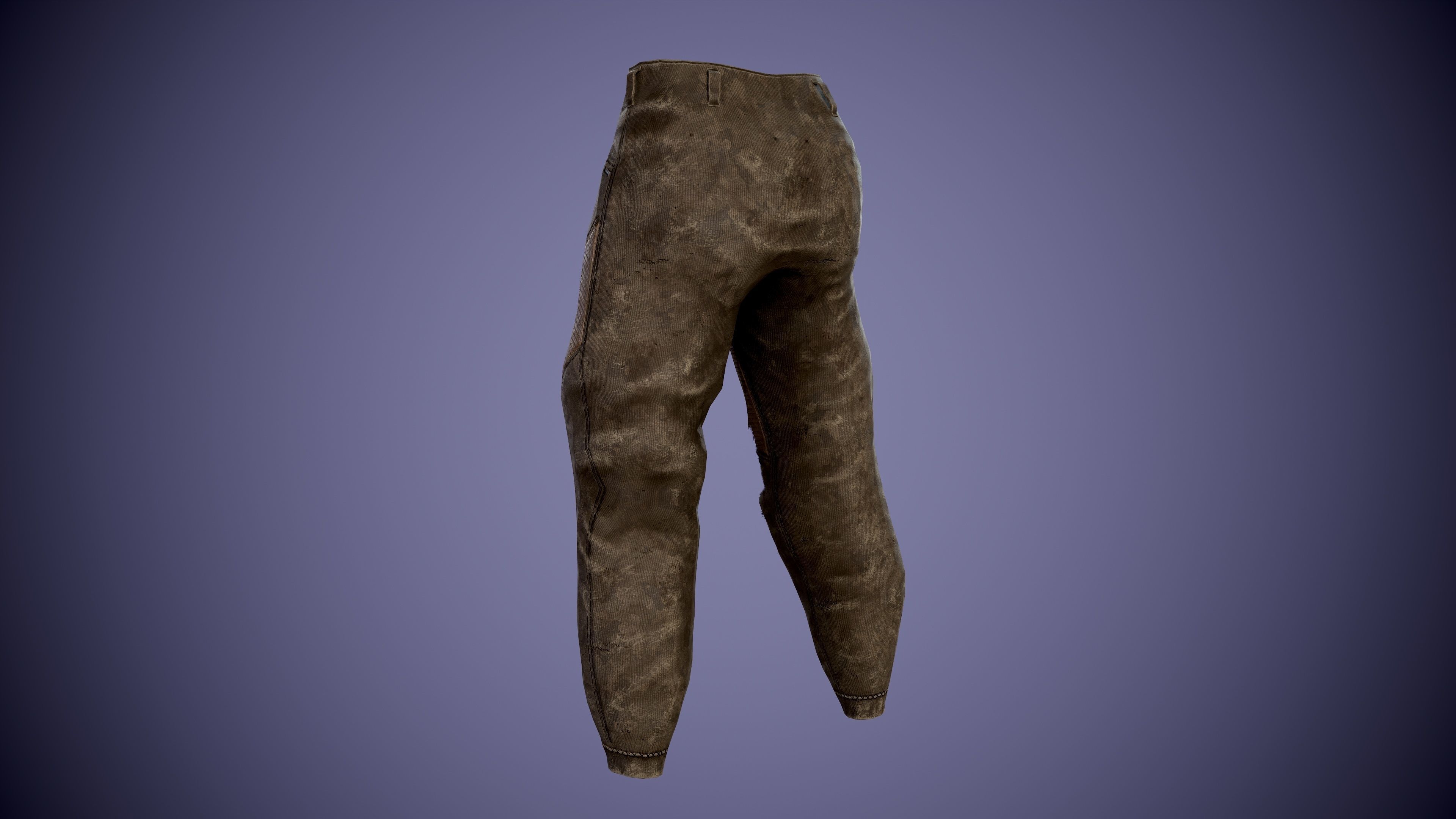 Post apocalyptic Pants Low-poly 3D model_9