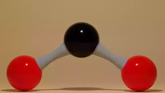 Carbon Dioxide Molecular CO2 Low-poly 3D model
