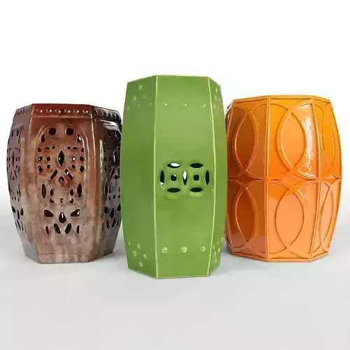 Ceramic Garden Stools Set 02