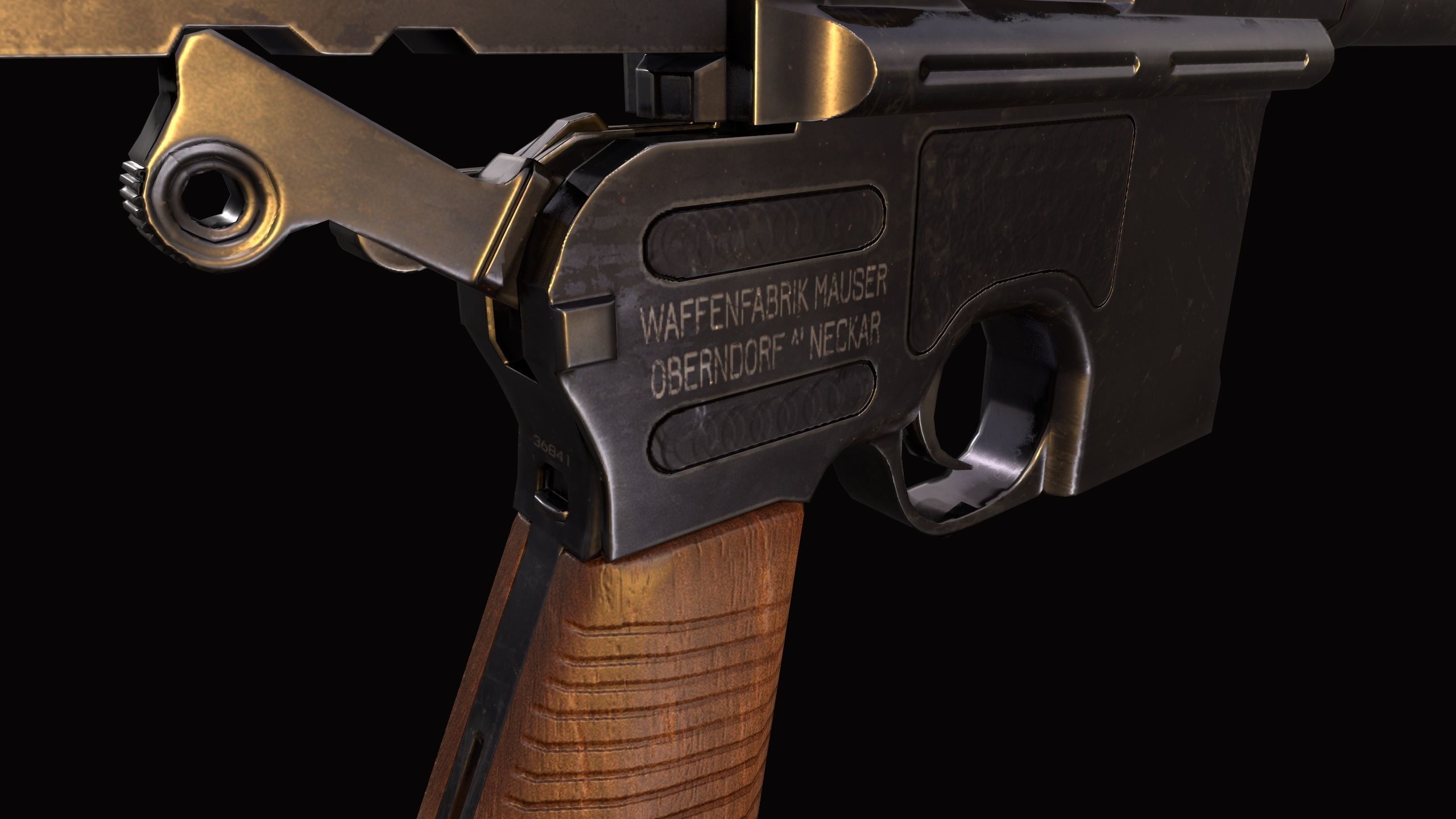 Pistol Mauser C-96 Retro Low -Poly Gun Low-poly 3D model_15