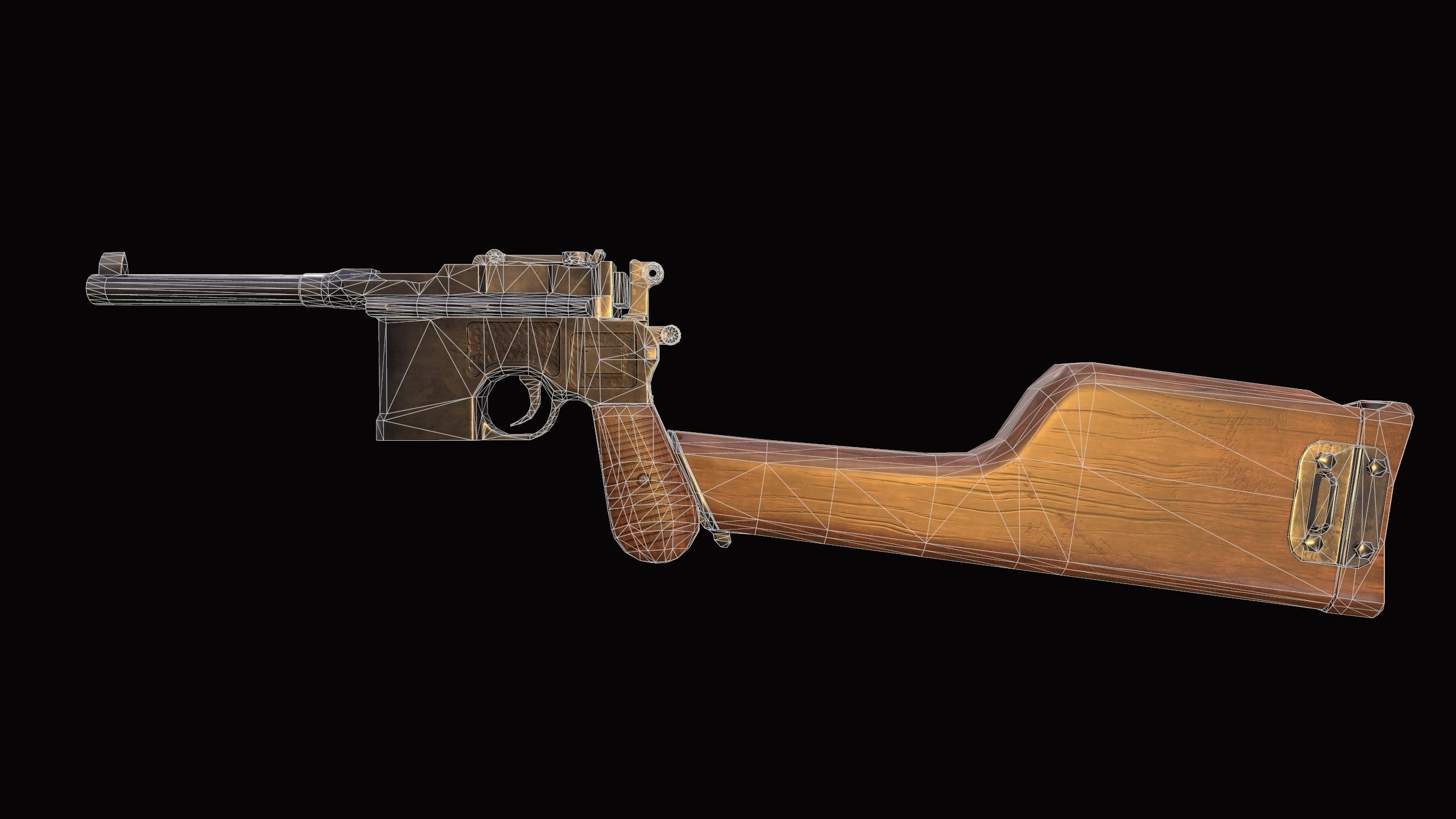 Pistol Mauser C-96 Retro Low -Poly Gun Low-poly 3D model_5