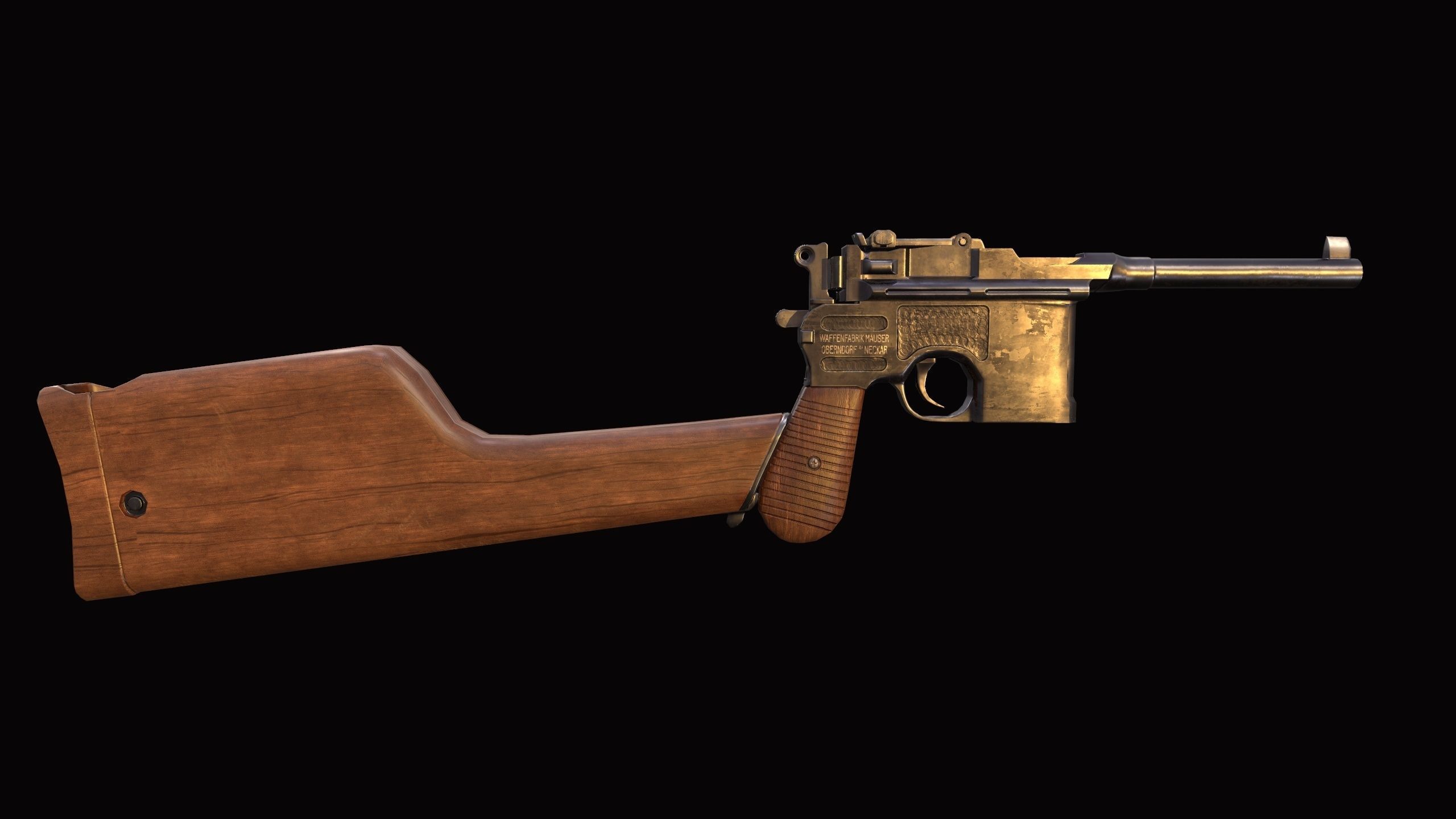 Pistol Mauser C-96 Retro Low -Poly Gun Low-poly 3D model_6