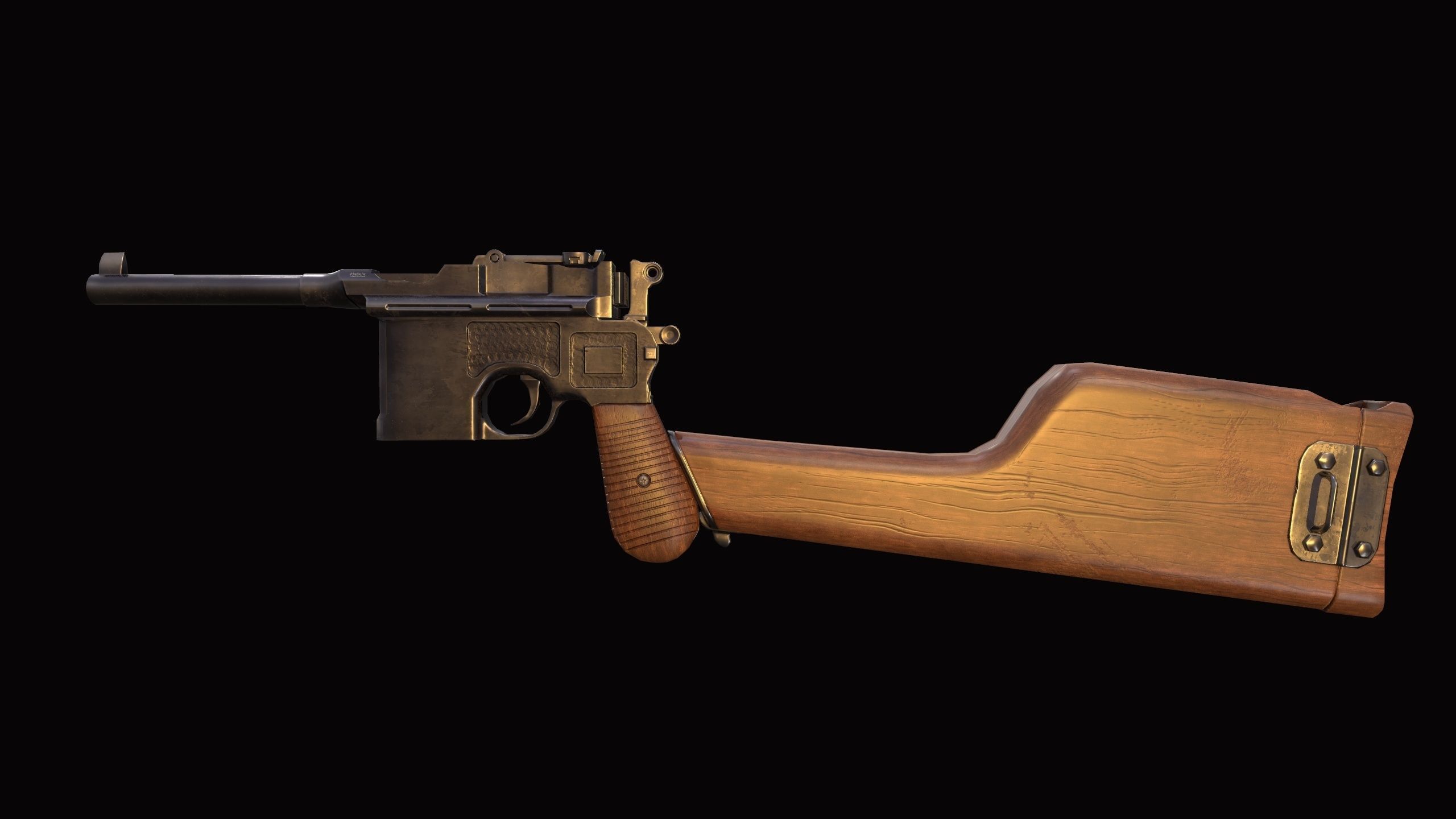 Pistol Mauser C-96 Retro Low -Poly Gun Low-poly 3D model_4