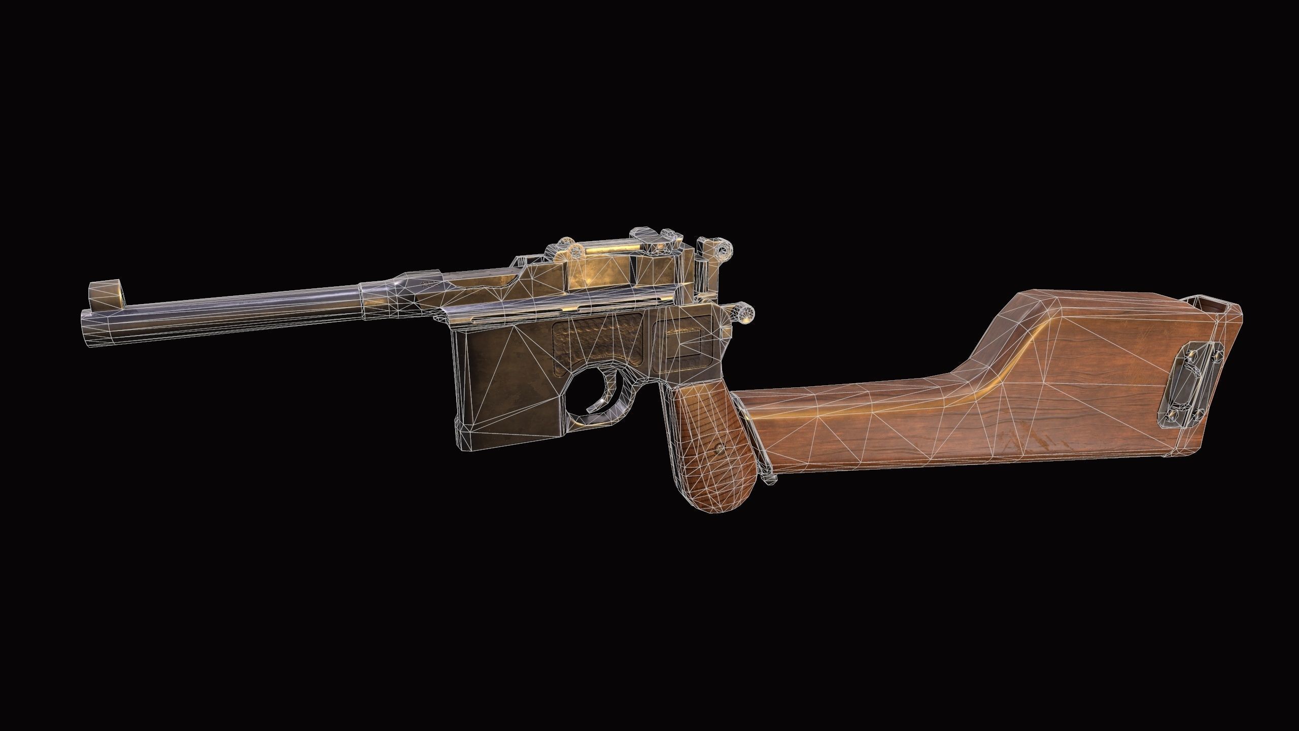 Pistol Mauser C-96 Retro Low -Poly Gun Low-poly 3D model_3