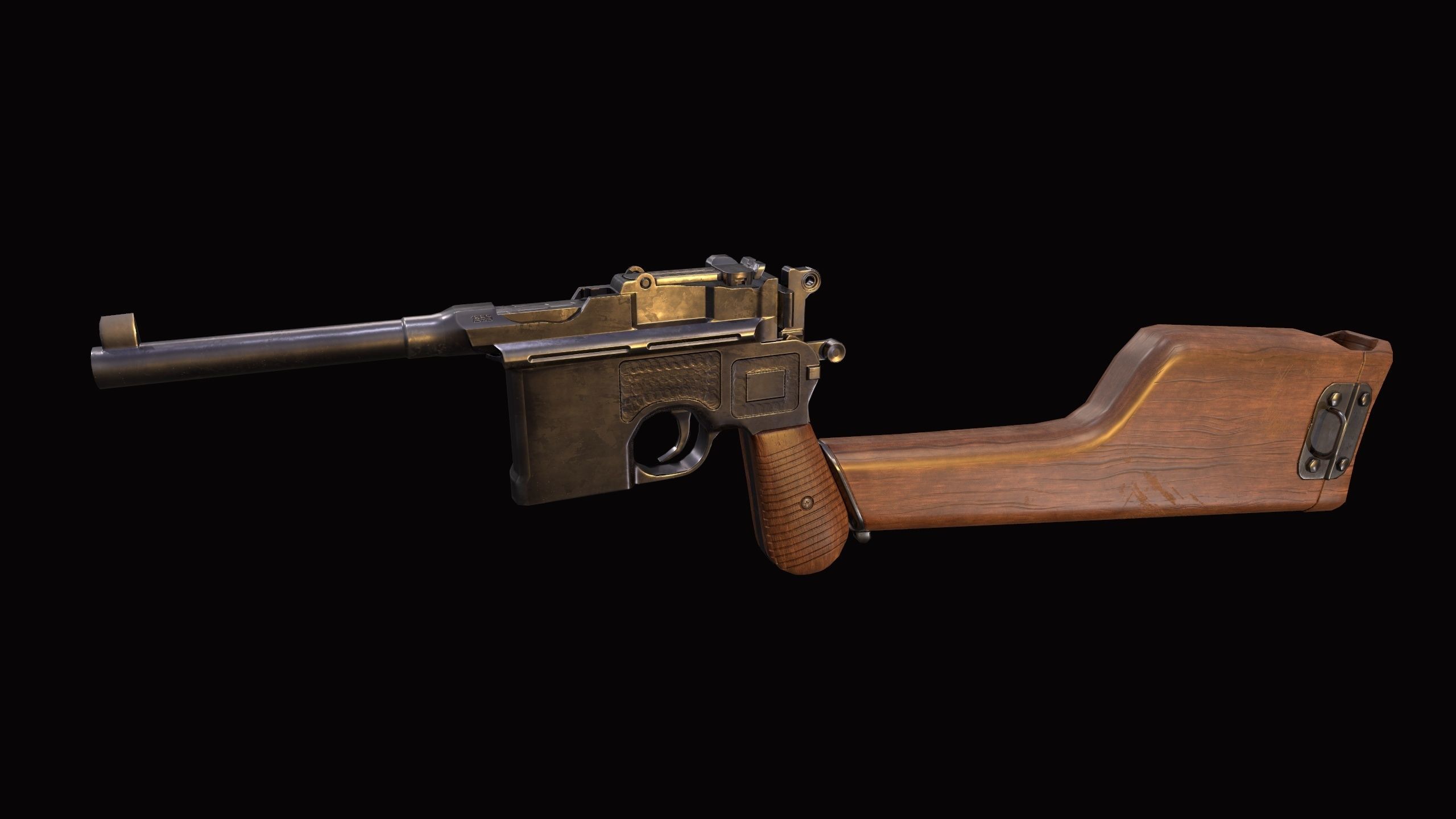 Pistol Mauser C-96 Retro Low -Poly Gun Low-poly 3D model_2