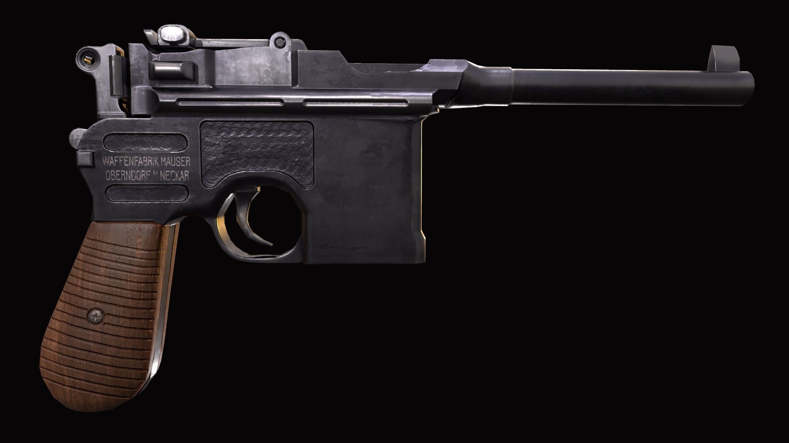 Pistol Mauser C-96 Retro Low -Poly Gun Low-poly 3D model_12