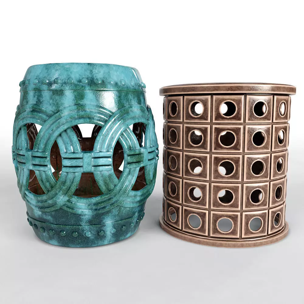 Garden Stools Set 01 3D model_0