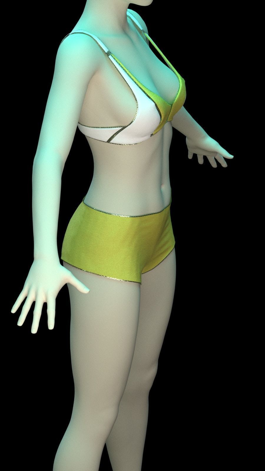 DAZ MALE FEMALE swimsuit lingerie SET 3D model_5